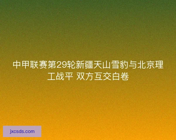 中甲联赛第29轮新疆天山雪豹与北京理工战平 双方互交白卷
